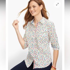 🚺 Talbots Ditsy Heart cotton button down top